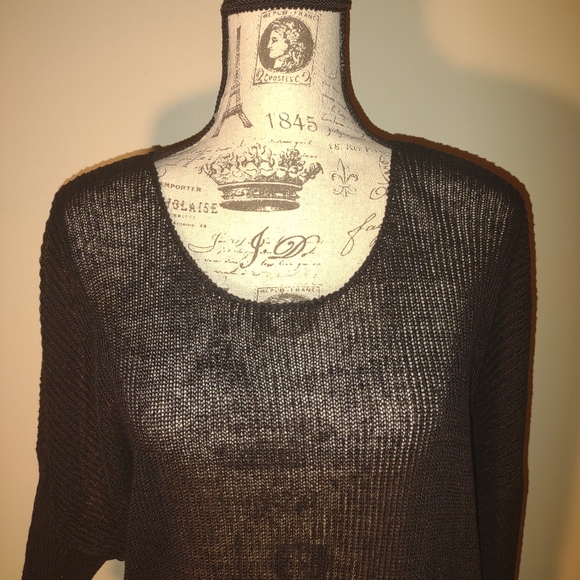 "La. Fix Sun" black Knit Sweater, Sheer, size O, NWOT - Picture 3 of 7